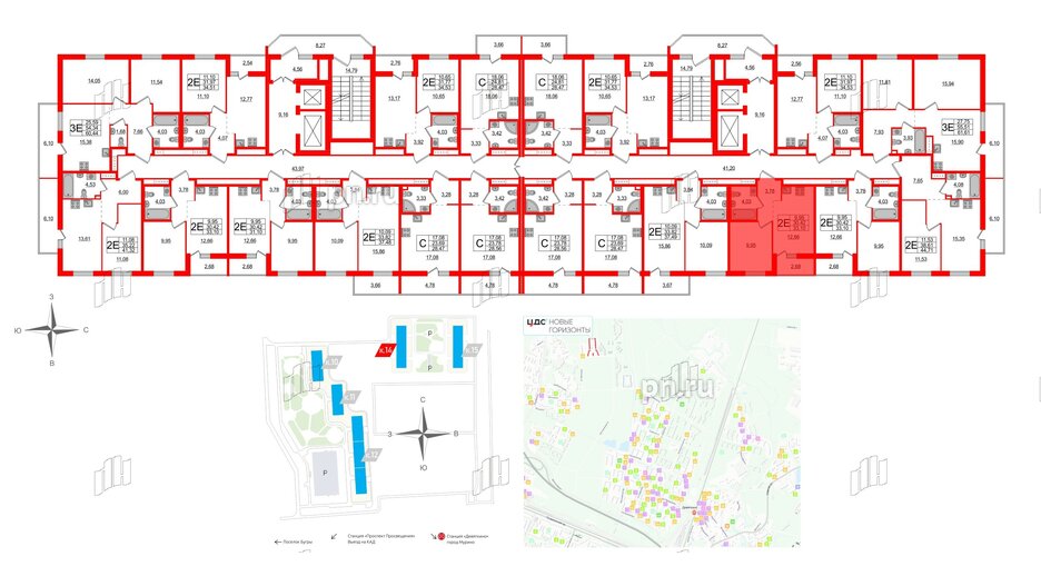 Квартира в ЖК ЦДС Новые горизонты-2, 1 комнатная, 33.1 м², 18 этаж