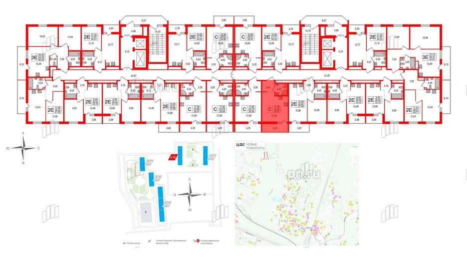 Квартира в ЖК ЦДС Новые горизонты-2, студия, 28.47 м², 15 этаж