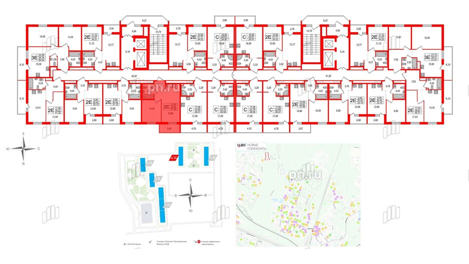 Квартира в ЖК ЦДС Новые горизонты-2, 1 комнатная, 37.48 м², 12 этаж