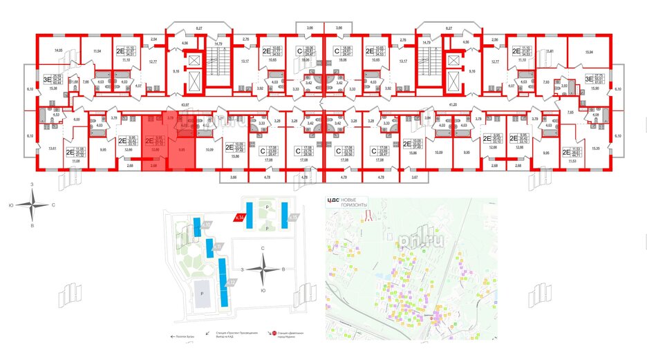 Квартира в ЖК ЦДС Новые горизонты-2, 1 комнатная, 33.1 м², 22 этаж