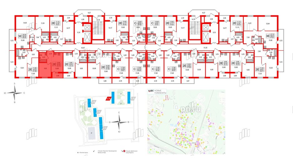 Квартира в ЖК ЦДС Новые горизонты-2, 1 комнатная, 33.1 м², 5 этаж