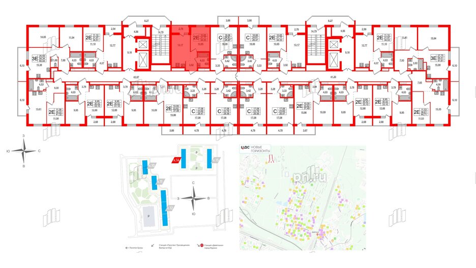 Квартира в ЖК ЦДС Новые горизонты-2, 1 комнатная, 34.53 м², 11 этаж