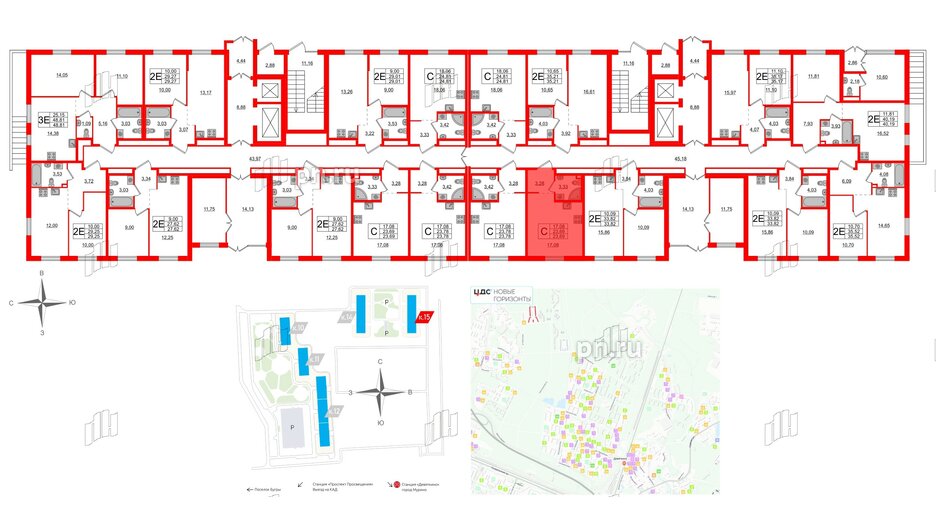 Квартира в ЖК ЦДС Новые горизонты-2, студия, 23.69 м², 1 этаж