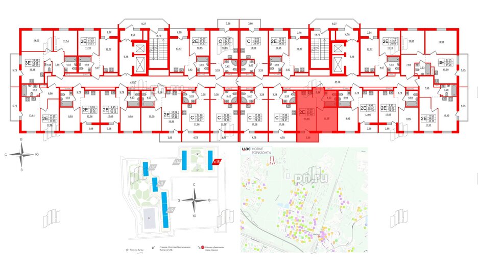 Квартира в ЖК ЦДС Новые горизонты-2, 1 комнатная, 37.48 м², 22 этаж