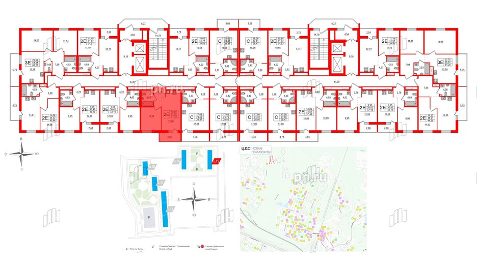 Квартира в ЖК ЦДС Новые горизонты-2, 1 комнатная, 37.48 м², 18 этаж