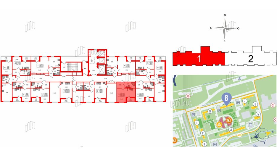 Квартира в ЖК 'Цветной город', студия, 21.9 м², 12 этаж