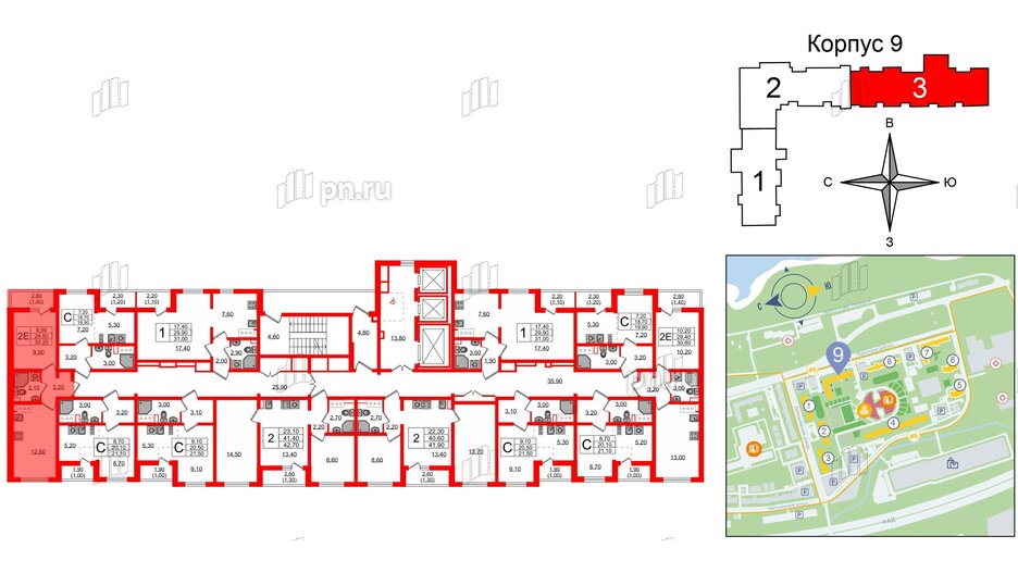 Квартира в ЖК 'Цветной город', 1 комнатная, 30.2 м², 12 этаж