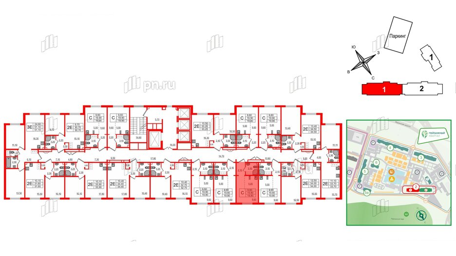 Квартира в ЖК 'Цветной город', студия, 19.8 м², 3 этаж