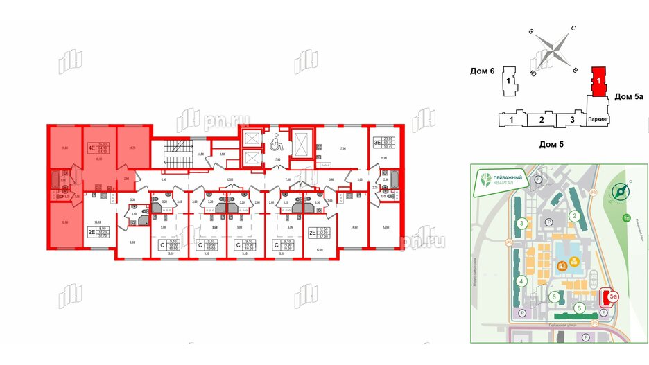 Квартира в ЖК 'Цветной город', 3 комнатная, 64.1 м², 16 этаж