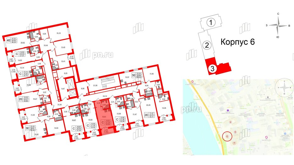 Квартира в ЖК Цивилизация на Неве, студия, 22.69 м², 13 этаж