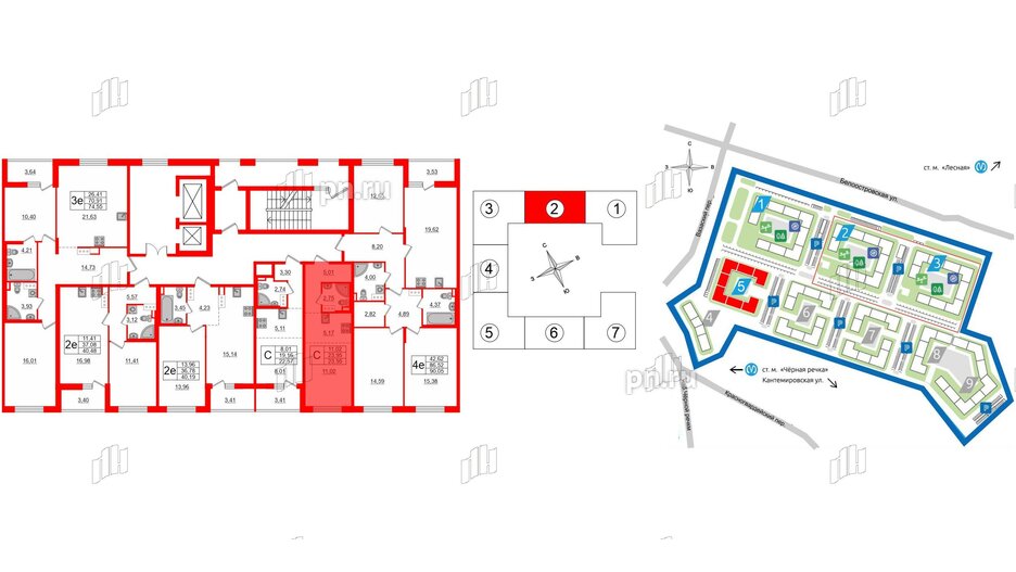 Квартира в ЖК «Черная Речка», студия, 23.4 м², 4 этаж