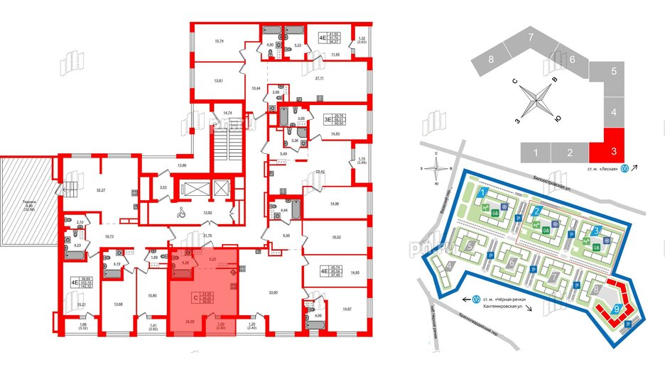 Квартира в ЖК «Черная Речка», студия, 36.6 м², 13 этаж