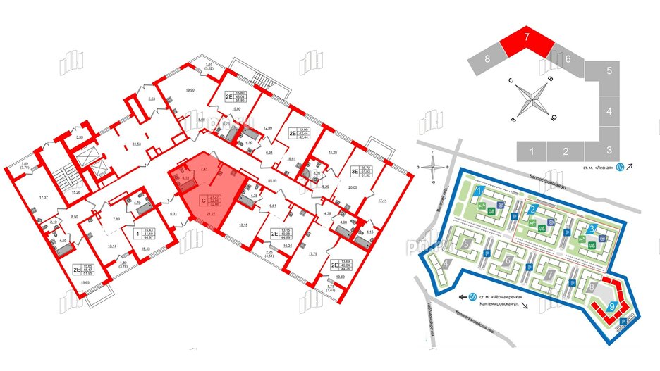 Квартира в ЖК «Черная Речка», студия, 32.86 м², 1 этаж