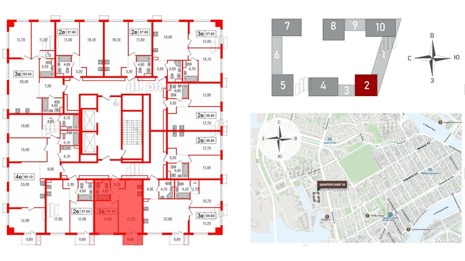 Квартира в ЖК Шкиперский, 19, 1 комнатная, 37.2 м², 7 этаж