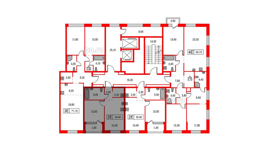 Квартира в ЖК Шкиперский, 19, 1 комнатная, 35.6 м², 11 этаж