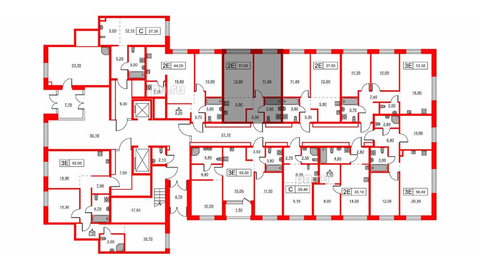 Квартира в ЖК Шкиперский, 19, 1 комнатная, 37 м², 1 этаж