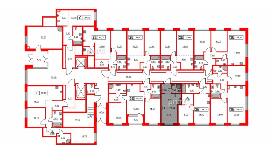 Квартира в ЖК Шкиперский, 19, студия, 20.4 м², 1 этаж