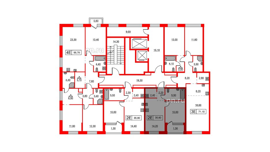 Квартира в ЖК Шкиперский, 19, 1 комнатная, 35.6 м², 11 этаж