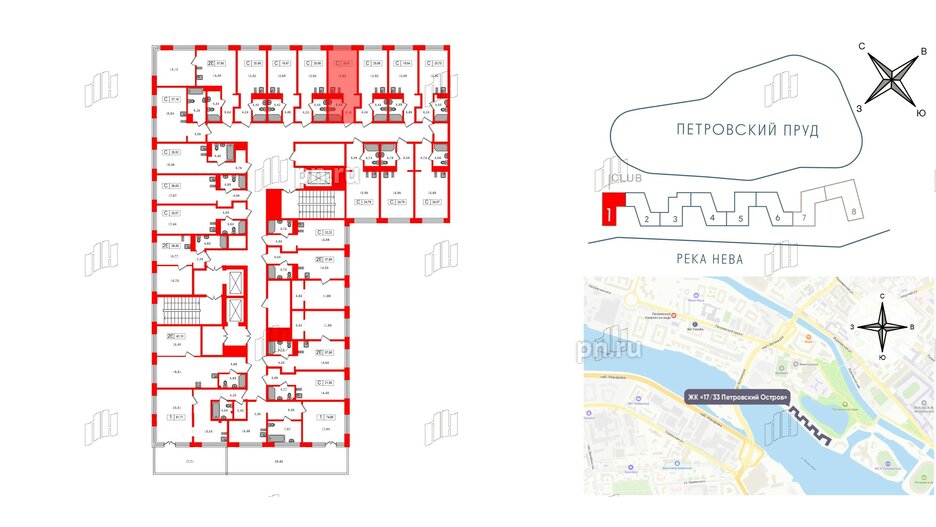 Апартаменты в ЖК 17/33 Петровский Остров, студия, 20.51 м², 7 этаж