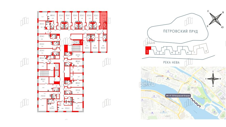 Апартаменты в ЖК 17/33 Петровский Остров, студия, 20.84 м², 5 этаж