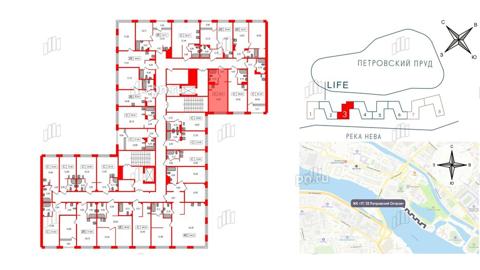 Апартаменты в ЖК 17/33 Петровский Остров, студия, 29.01 м², 5 этаж