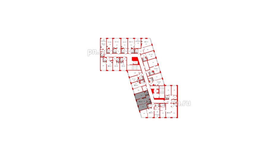 Апартаменты в ЖК 17/33 Петровский Остров, 2 комнатные, 58.69 м², 6 этаж