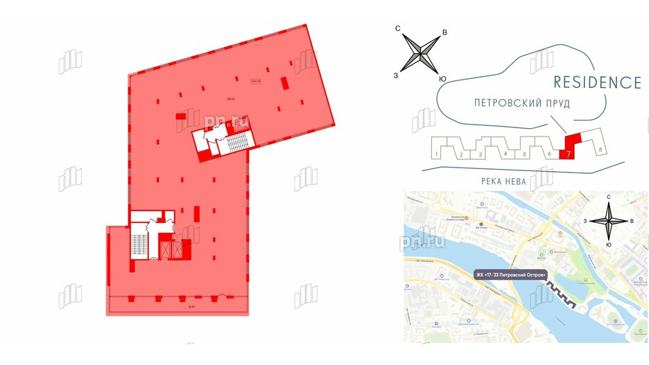 Апартаменты в ЖК 17/33 Петровский Остров, 1 комнатные, 1001 м², 8 этаж