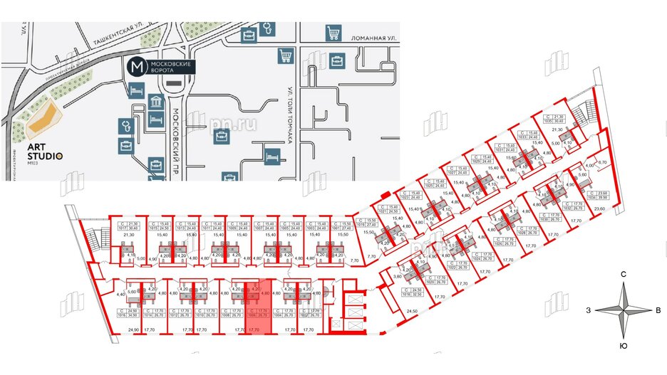 Апартаменты в ЖК ARTStudio M103, студия, 25.9 м², 10 этаж