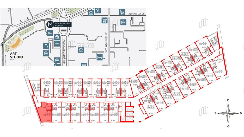 Апартаменты в ЖК ARTStudio M103, студия, 34 м², 10 этаж