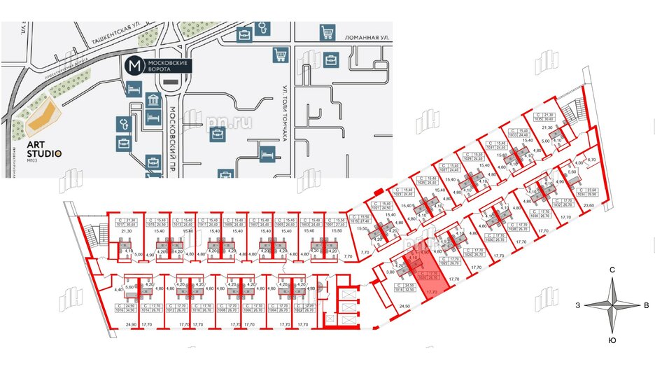 Апартаменты в ЖК ARTStudio M103, студия, 26 м², 10 этаж