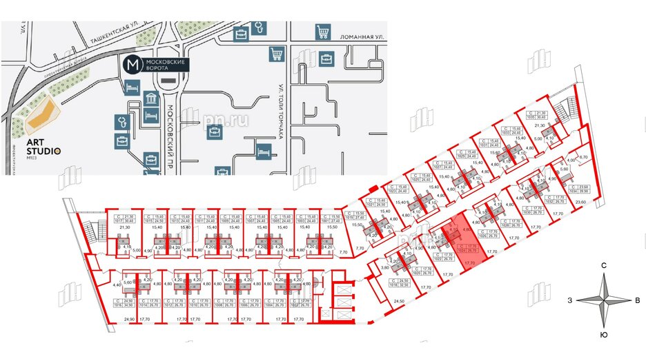 Апартаменты в ЖК ARTStudio M103, студия, 26 м², 10 этаж