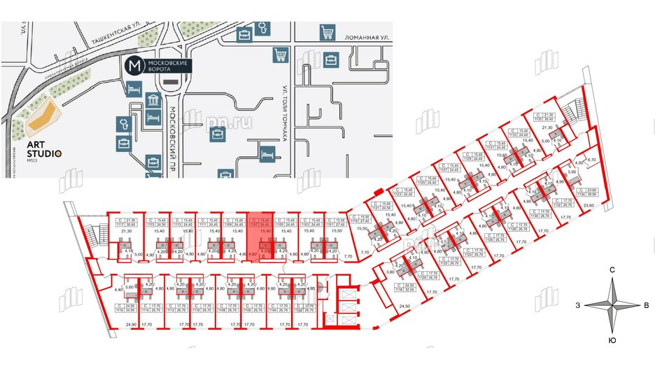 Апартаменты в ЖК ARTStudio M103, студия, 23.6 м², 11 этаж