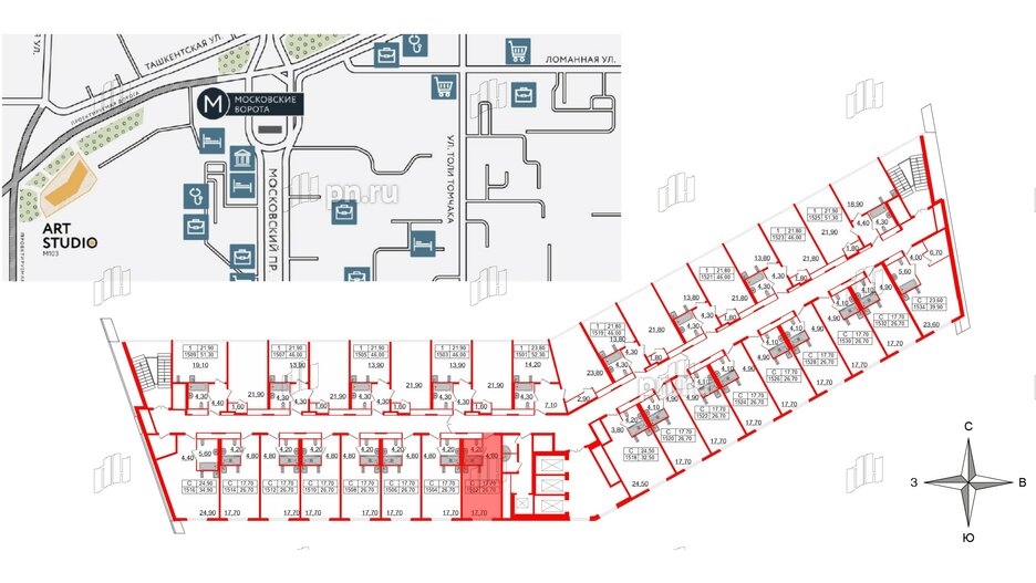 Апартаменты в ЖК ARTStudio M103, студия, 25.9 м², 15 этаж