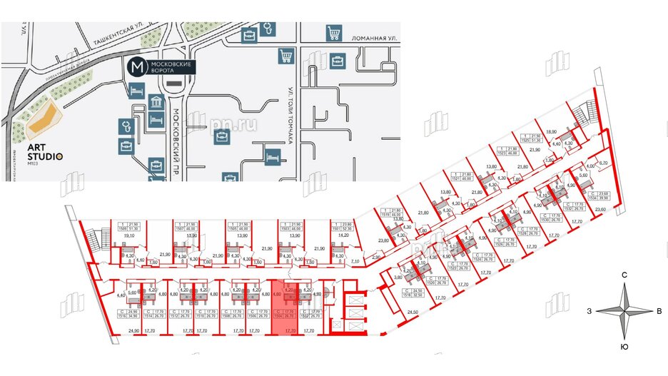 Апартаменты в ЖК ARTStudio M103, студия, 25.8 м², 15 этаж