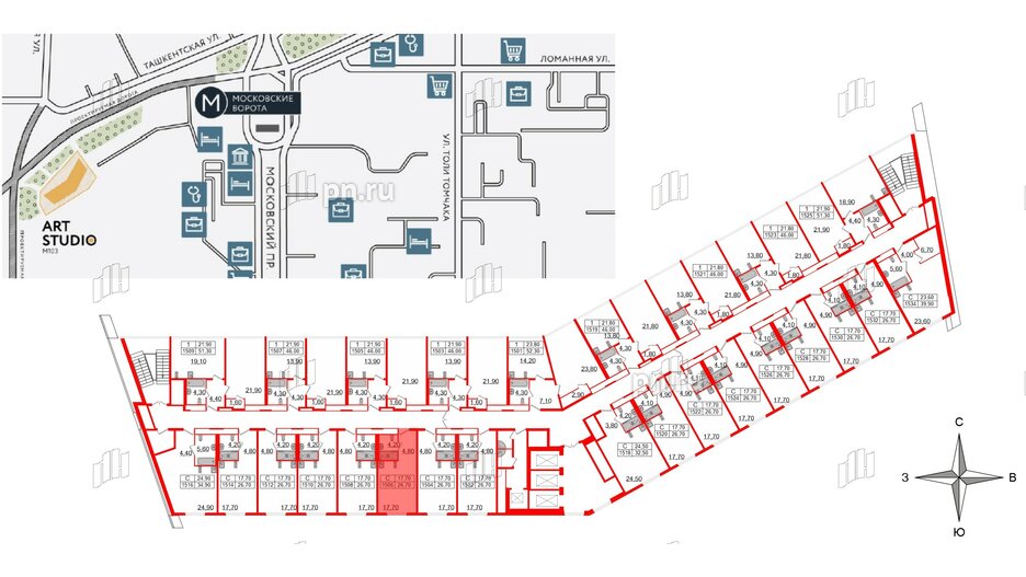 Апартаменты в ЖК ARTStudio M103, студия, 26.1 м², 15 этаж