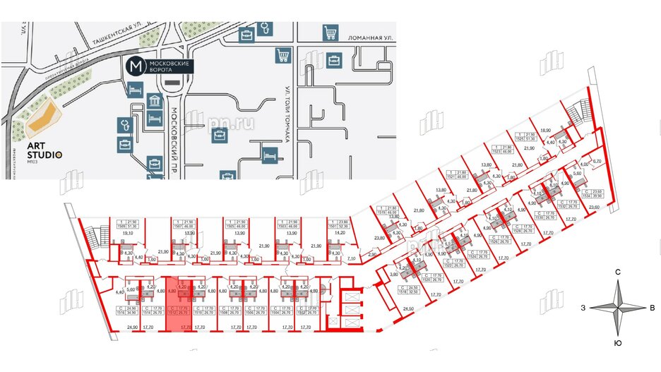 Апартаменты в ЖК ARTStudio M103, студия, 25.8 м², 15 этаж