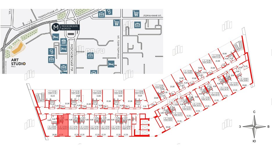 Апартаменты в ЖК ARTStudio M103, студия, 25.8 м², 15 этаж