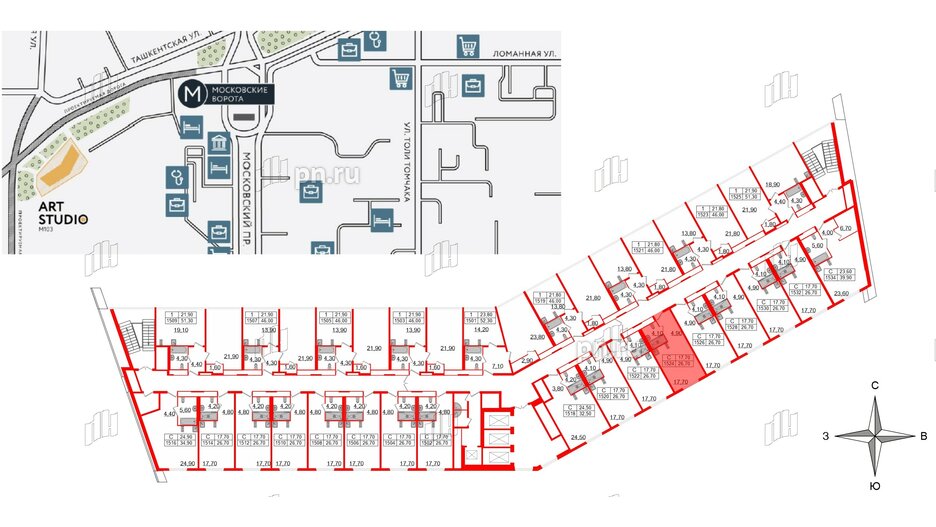 Апартаменты в ЖК ARTStudio M103, студия, 25.9 м², 15 этаж