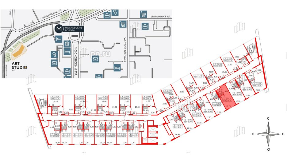 Апартаменты в ЖК ARTStudio M103, студия, 25.8 м², 15 этаж