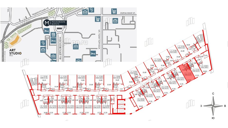 Апартаменты в ЖК ARTStudio M103, студия, 26 м², 15 этаж