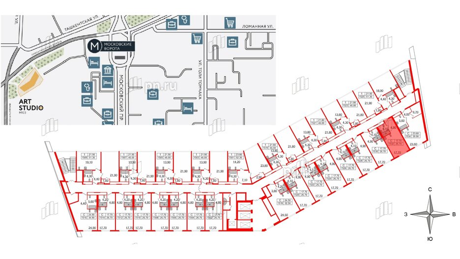 Апартаменты в ЖК ARTStudio M103, студия, 25.8 м², 15 этаж