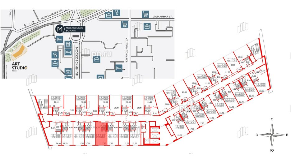 Апартаменты в ЖК ARTStudio M103, студия, 25.9 м², 16 этаж