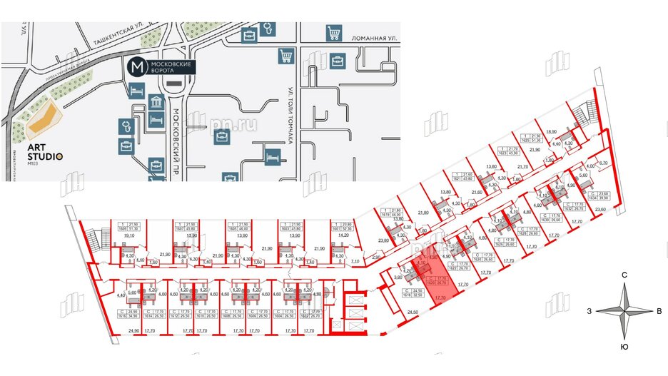 Апартаменты в ЖК ARTStudio M103, студия, 25.9 м², 16 этаж