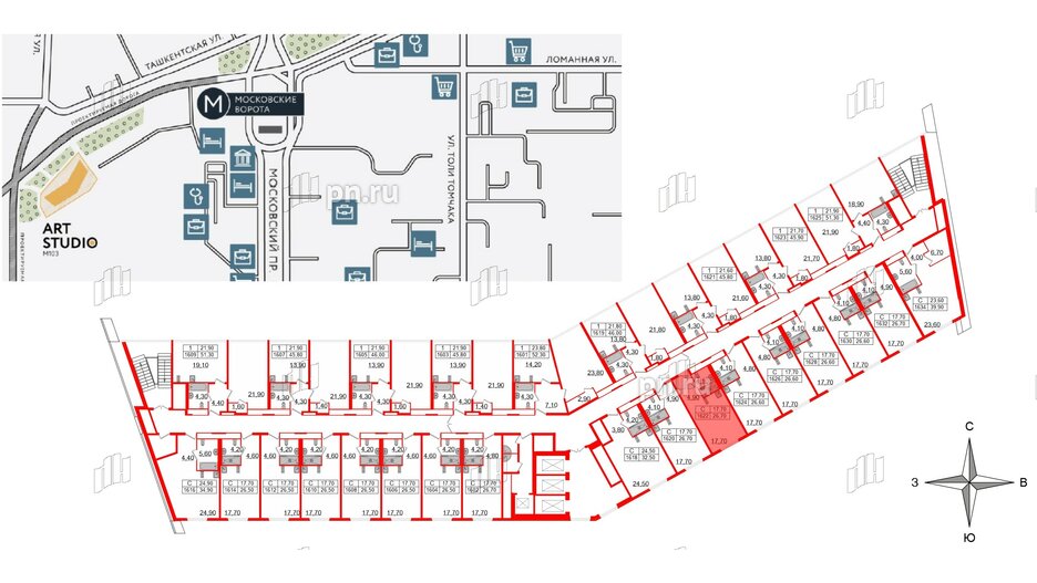 Апартаменты в ЖК ARTStudio M103, студия, 26.1 м², 16 этаж