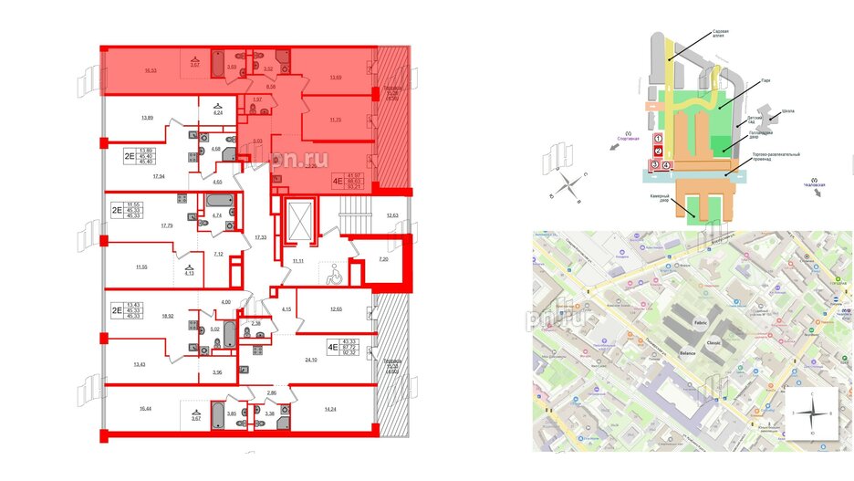 Квартира в ЖК AVANT, 3 комнатная, 93.21 м², 2 этаж