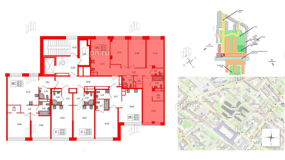 Квартира в ЖК AVANT, 4 комнатная, 96.7 м², 5 этаж