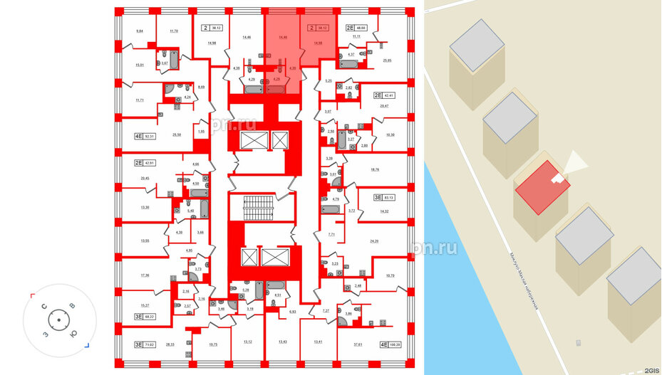 Квартира в ЖК Bashni Element , 1 комнатная, 38.12 м², 11 этаж