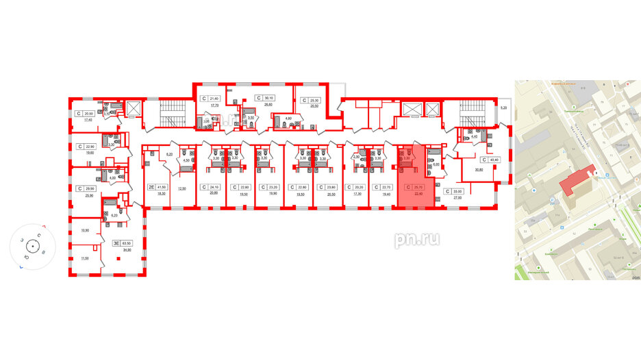Апартаменты в ЖК Апартаменты «Глер», студия, 25.7 м², 3 этаж