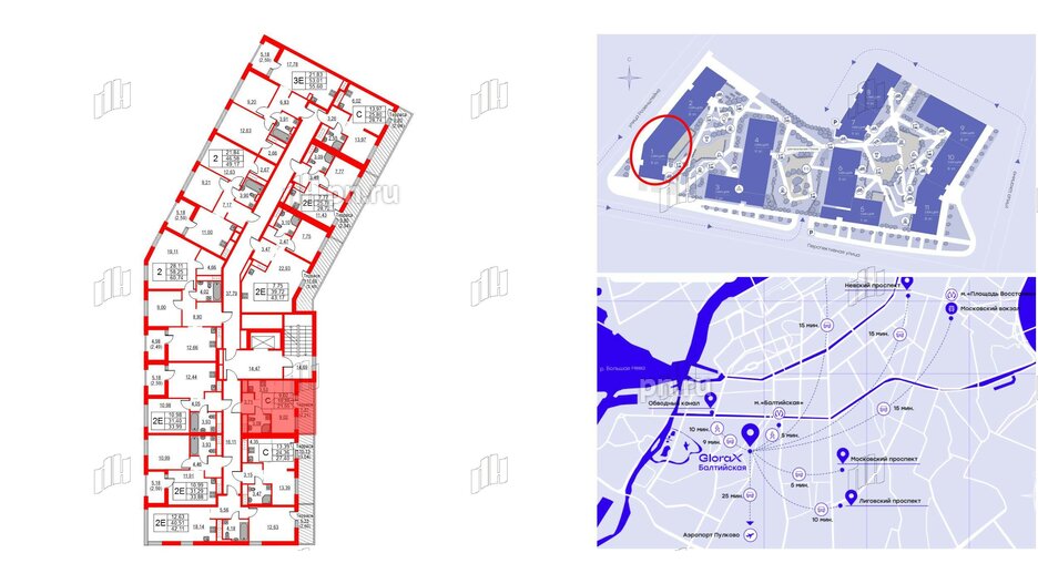 Квартира в ЖК Glorax Балтийская, студия, 21.55 м², 8 этаж