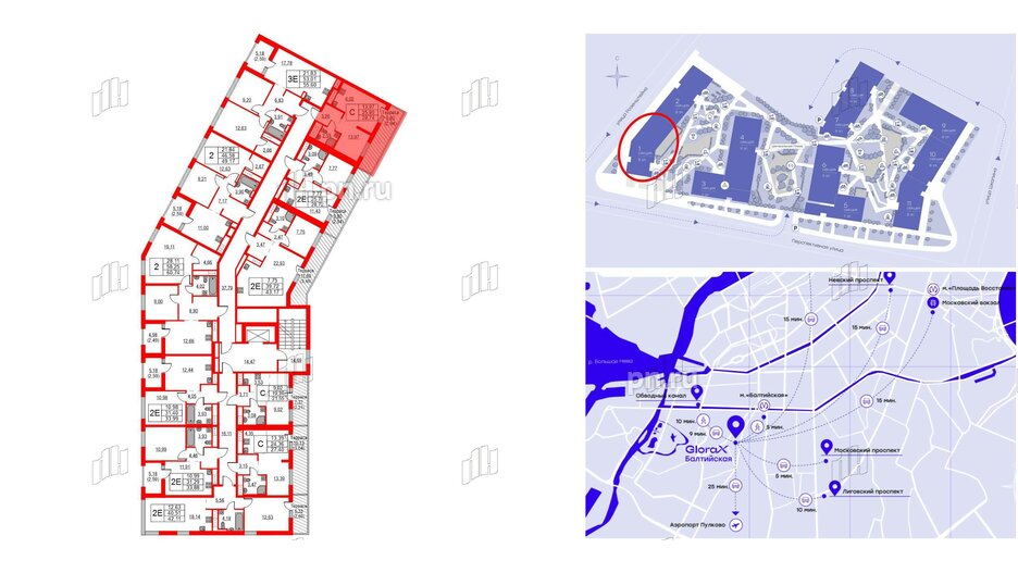 Квартира в ЖК Glorax Балтийская, студия, 28.74 м², 8 этаж